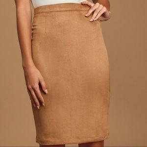 Tan suede pencil skirt